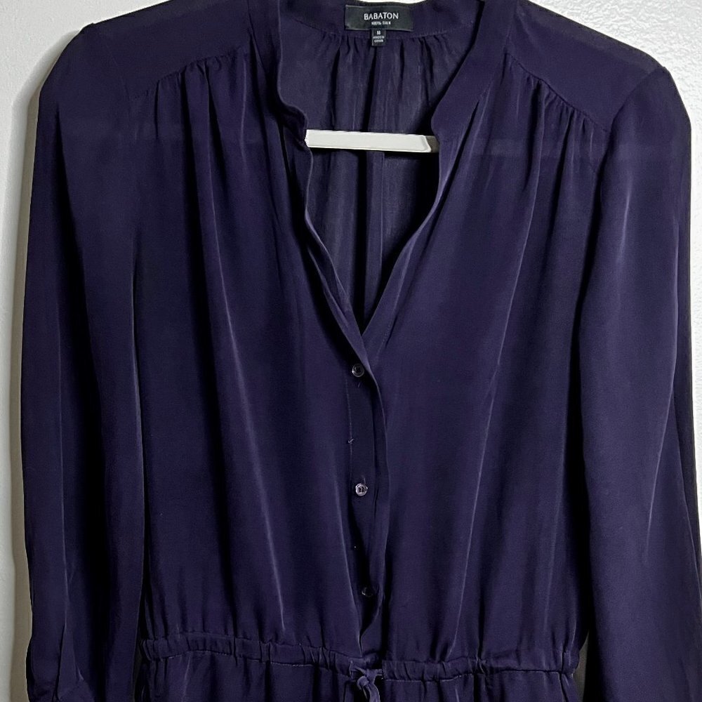 Aritzia Babaton Bennett Navy 100% Silk Dress Size M